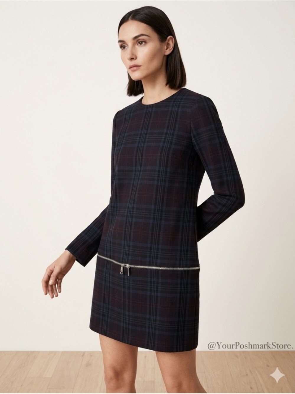 Zara Woman Archival Plaid Checked Dress with Zips NWOT Small